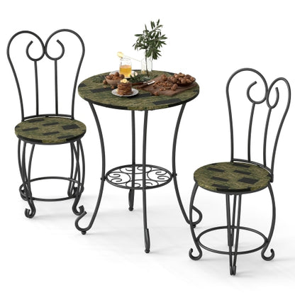 Modern Style 3 Piece Coffee Table Set Round Coffee Table With 2 Round Back Chairs - view 2