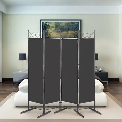 6FT 4-Fold Top With Shape 160g Polyester Cloth Plastic Feet Carbon Steel Frame Foldable Screen Black - view 9