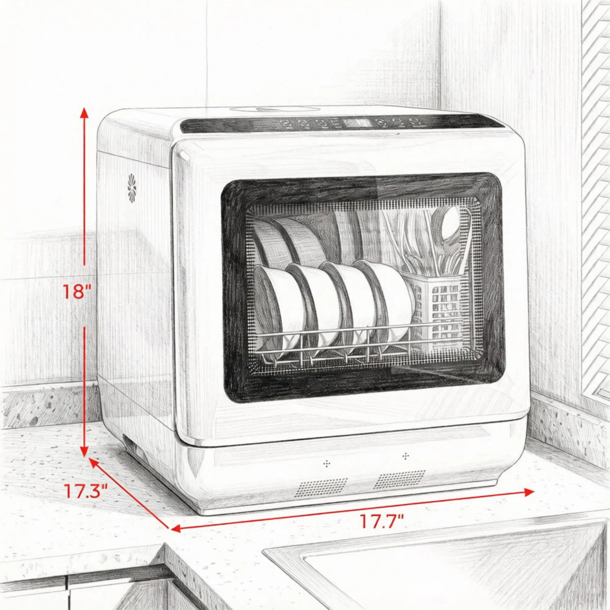 Dishwasher 17.7 Inches X 17.3 Inches X 18.0 Inches - view 4