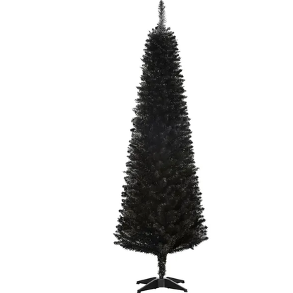 6 Ft Artificial Pencil Christmas Tree, Slim Xmas Tree With 390 Realistic Branch Tips And Plastic Stand, Black - view 6