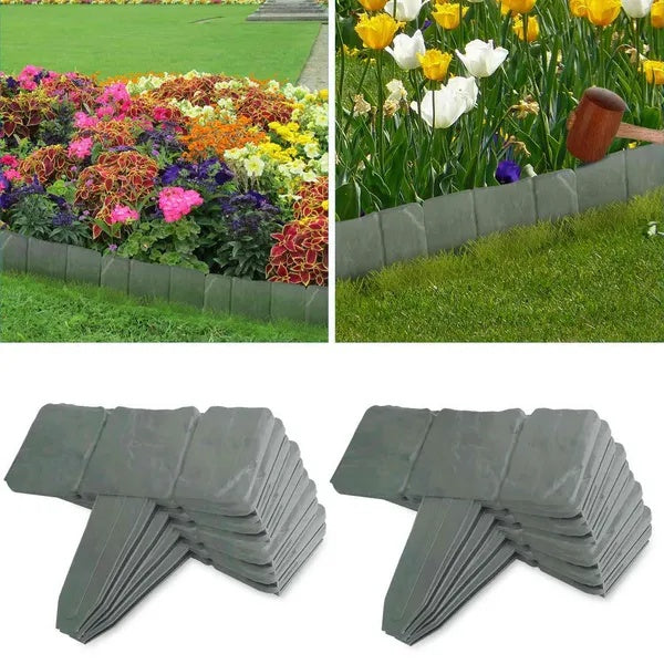 20 Pieces Of Pebble Effect Plastic Garden Lawn Edge Decorative Strip - view 8