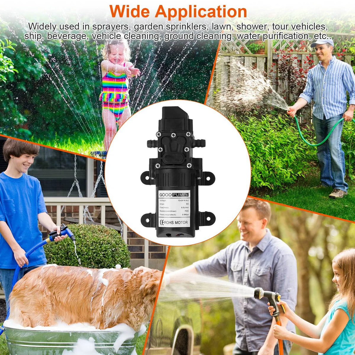 12V Water With 2 Hose Clamps 130PSI Self Priming Sprayer 70W Electric Diaphragm Water 6L Min For RV Camper Marine Boat - view 5