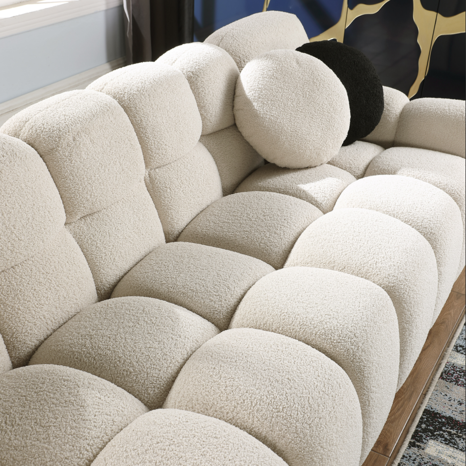 64.96 Length,35.83inch Deepth,human Body Structure For USA People, Marshmallow Sofa,boucle Sofa,2 Seater, BEIGE BOUCLE - view 8