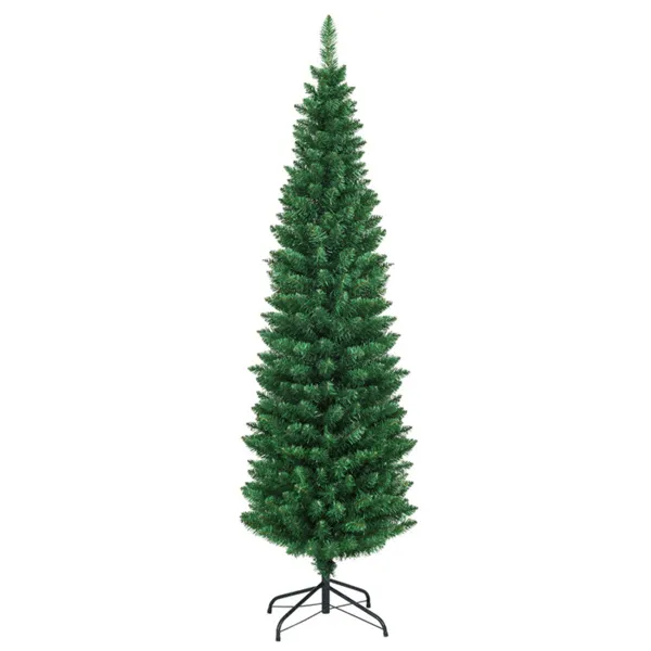 6ft Slim Pencil Christmas Tree - Space-Saving Design For Small Corners, 400 Realistic PVC Branches With Flocked Finish - view 6