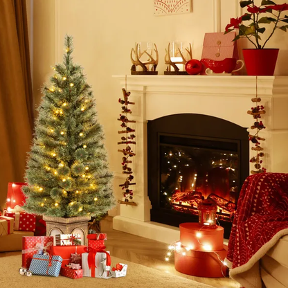 4 Feet Pre-Lit Potted Christmas Tree Pine Needles - view 2