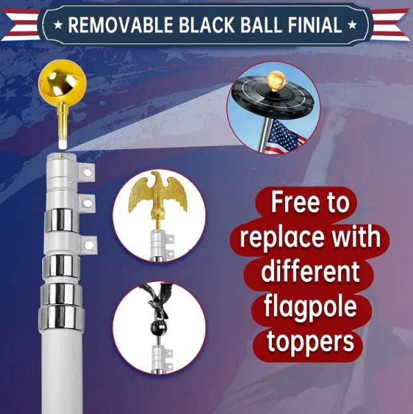 Aluminum Flagpole With US Flag And Ball - view 4