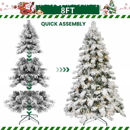 Artificial 6ft Flock LED-lit Christmas Tree With 594PE/PVC Mixed Branch Tips - view 4