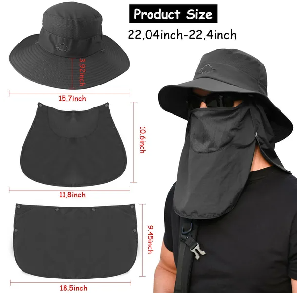 Wide Brim Sun Hat UV Protection Bucket Cap For Hiking Camping Fishing Safari Men - view 5