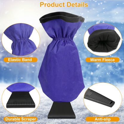 1Pc Ice Scraper Glove Car Windshield Snow Scraper Remover Glove Lined Of Fleece Winter Ice Scraper Mitt Keep Warm - view 3