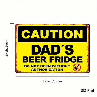 Dad's Beer Fridge Funny Caution Metal Sign Vintage Man Cave Wall Decor Rustproof Waterproof 8x12 Inch Kitchen Bar Room - view 4