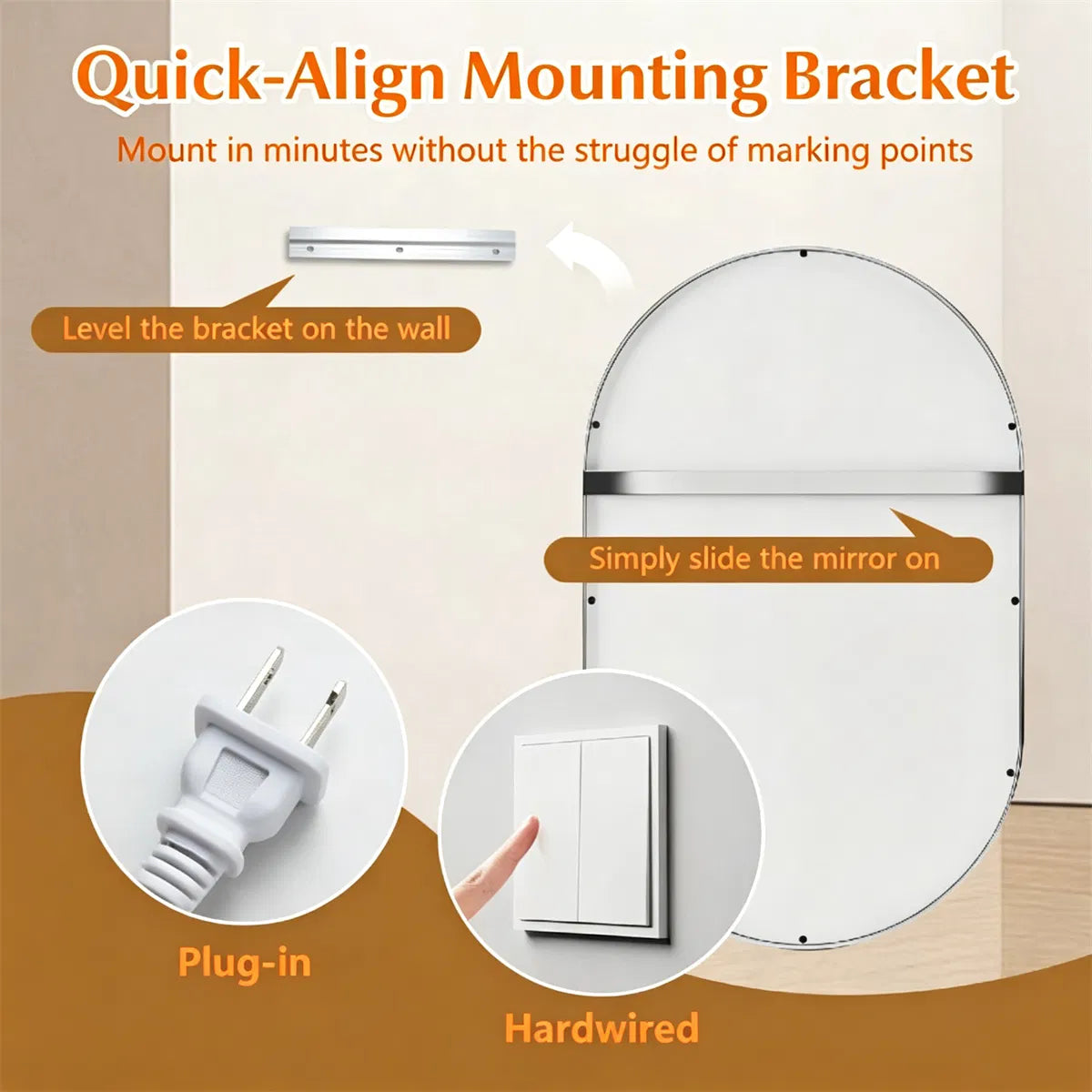32x20" Oval LED Backlit Bathroom Mirror, 3 Color Temperatures Stepless Dimmable Vanity Mirror - view 3