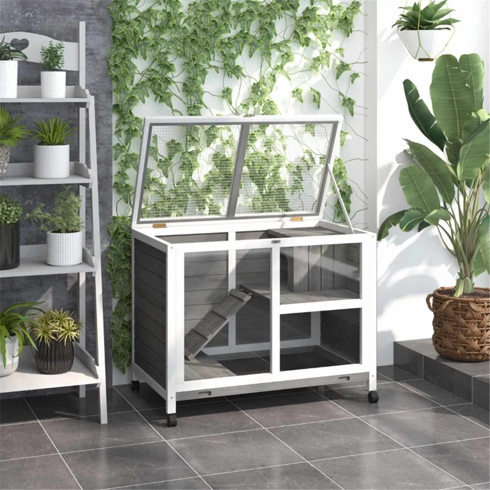 Pet cage / Wood Rabbit Hutch-Gray - view 5