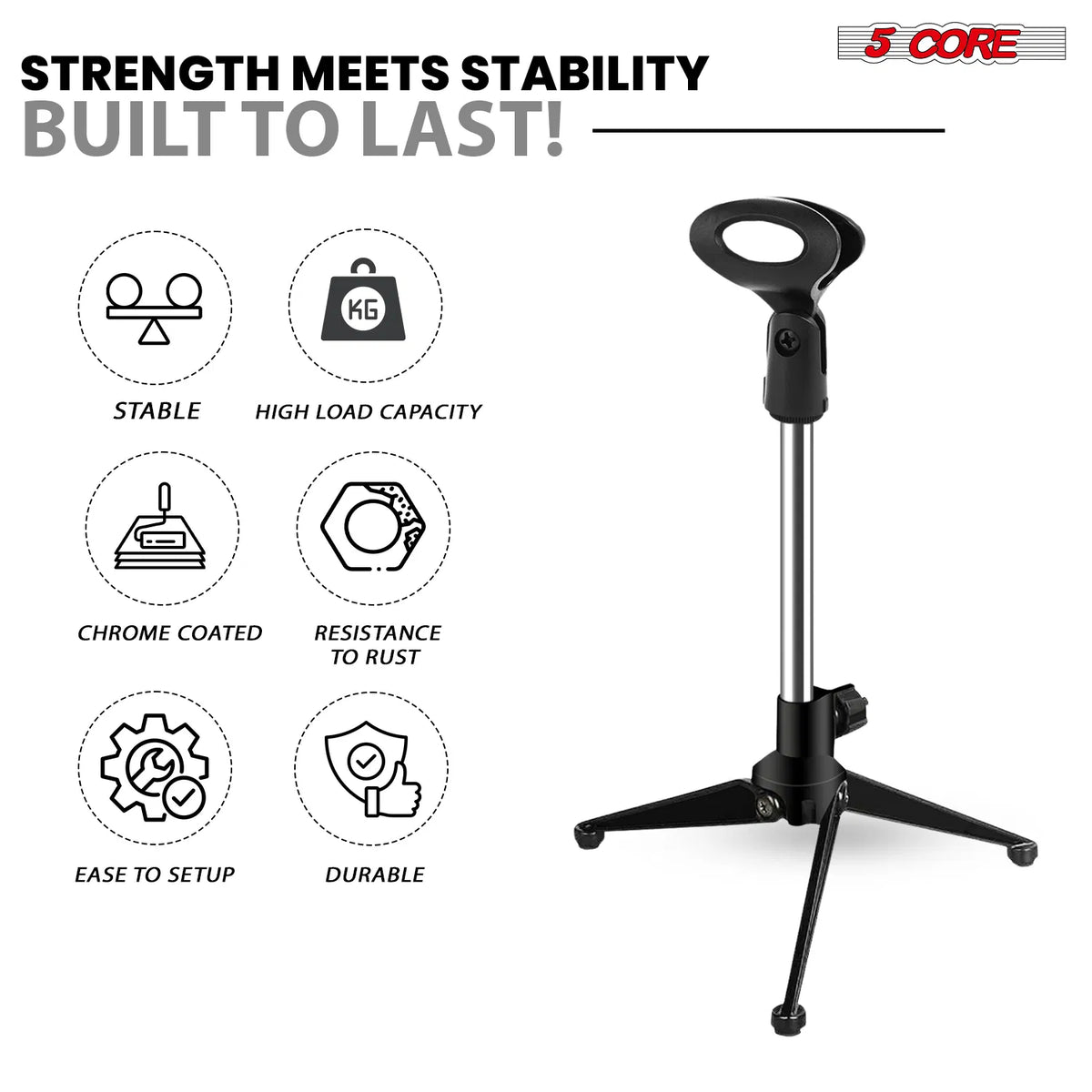 5 Core Desk Mic Stand Adjustable Desktop Microphone Stands Metal Tripod - view 6