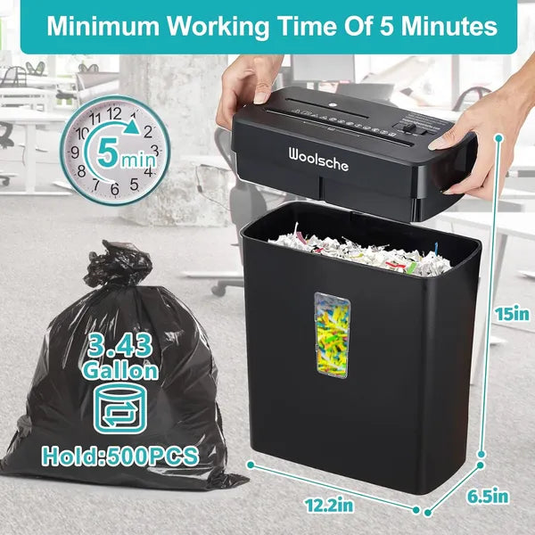 Woolsche Paper Shredder - 10-Sheet Cross Cut With 3.43-Gallon Basket - P-4 Security Level - 3-Mode Design - view 3