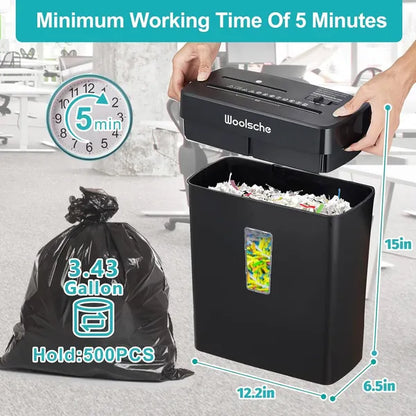 Woolsche Paper Shredder - 10-Sheet Cross Cut With 3.43-Gallon Basket - P-4 Security Level - 3-Mode Design - view 3
