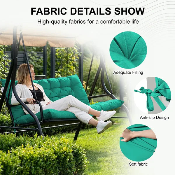 Outdoor Swing Cushions 60 Inch, Waterproof 4' Thick Porch Swing Cushion Replacement With Backrest And Ties - view 5