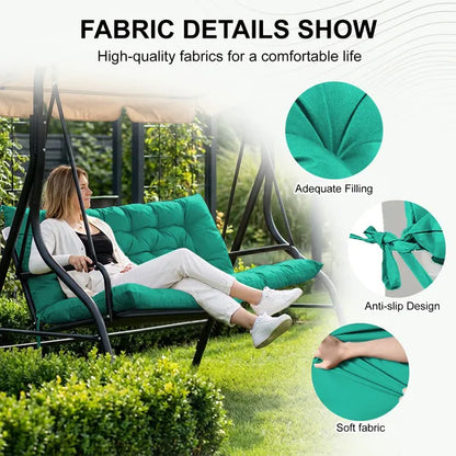 Outdoor Swing Cushions 60 Inch, Waterproof 4' Thick Porch Swing Cushion Replacement With Backrest And Ties - view 5