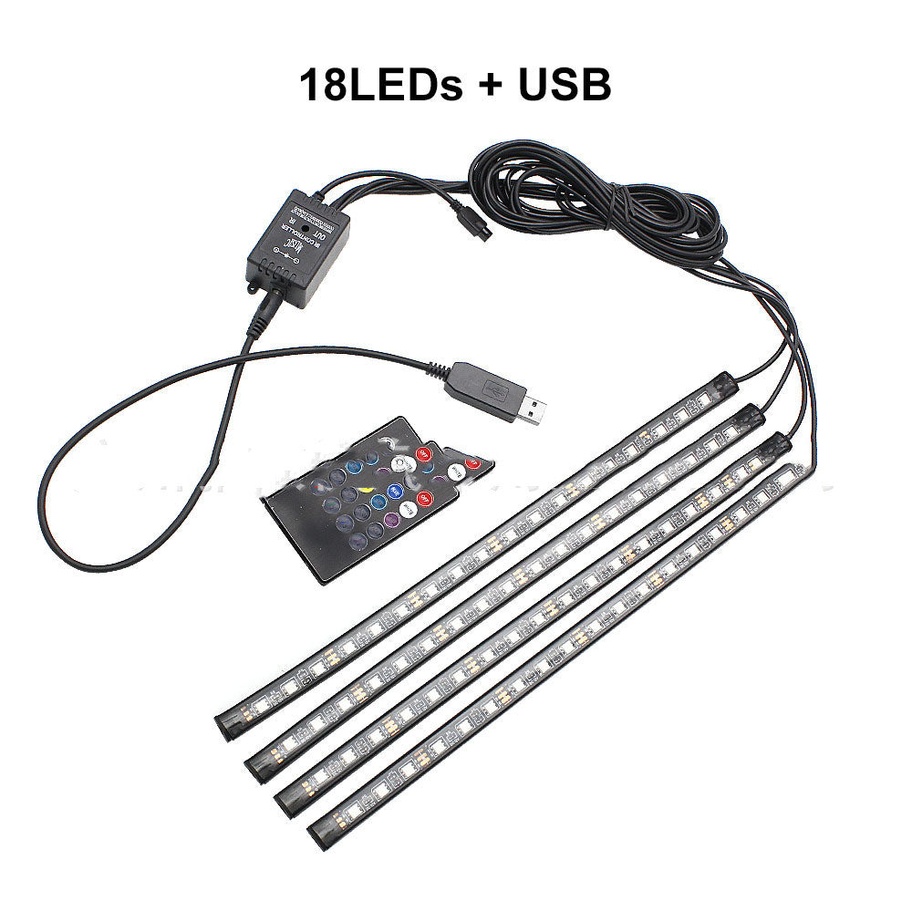 Car Interior LED Ambient Foot Light RGB Colorful Voice-activated Sensor - view 3