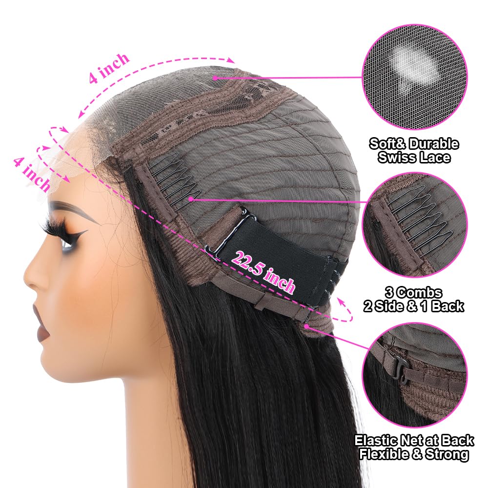 4x4 Lace Human Hair Wig Body Wave Natural Color Density - view 2