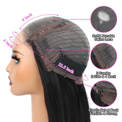 4x4 Lace Human Hair Wig Body Wave Natural Color Density - view 2