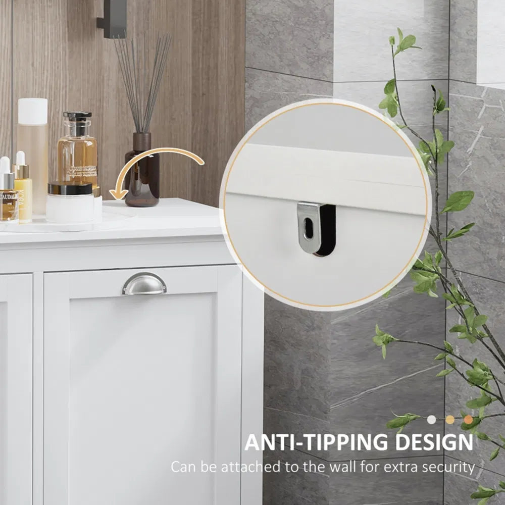 Tilt-Out Laundry Sorter Cabinet, Bathroom Storage Organizer white-AS - view 8