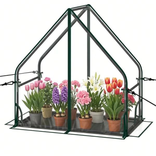 36' X 20' X 34' Ortable Mini Greenhouse With PE Bottom Mat, Waterproof Clear PVC Plant Grow Tent With Metal Frame - view 6