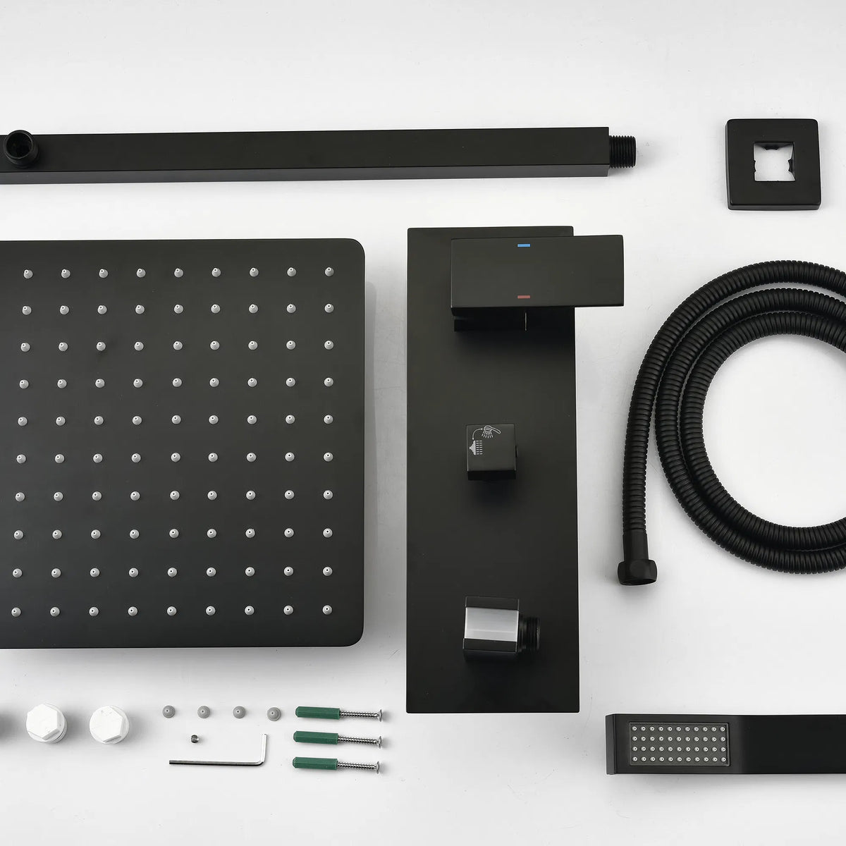 Brass Matte Black Shower Faucet Set Shower System 10 Inch Rainfall Shower Head with Handheld Sprayer Bathroom Luxury - view 10