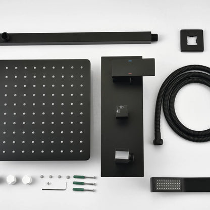Brass Matte Black Shower Faucet Set Shower System 10 Inch Rainfall Shower Head with Handheld Sprayer Bathroom Luxury - view 10