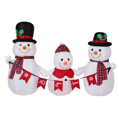 6.2FT Lighted Christmas Inflatable Decoration, Inflatable Snowman Family With Bunting - view 2