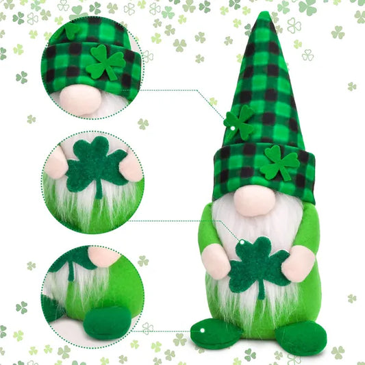 St Patricks Day Gnomes Decorations, 2 Pack Gnomes Plush Lucky Green Shamrock Home Table Decor Ornaments For Irish Saint - view 2
