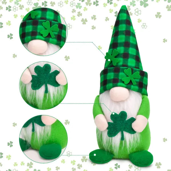 St Patricks Day Gnomes Decorations, 2 Pack Gnomes Plush Lucky Green Shamrock Home Table Decor Ornaments For Irish Saint - view 2