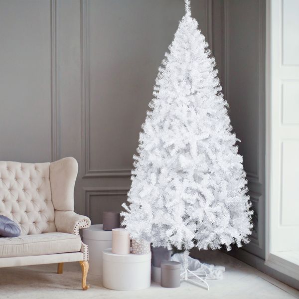 6 FT Artificial Christmas Tree With 800 Branch Tips And Sturdy Metal Stand, White - view 4