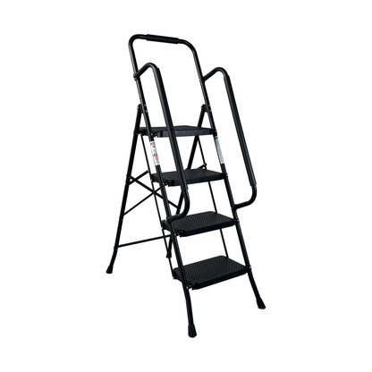 4 Step Ladder, Folding Step Stool With Wide Anti-Slip Pedal, Sturdy Steel Ladder, Convenient Handrail, Lightweight