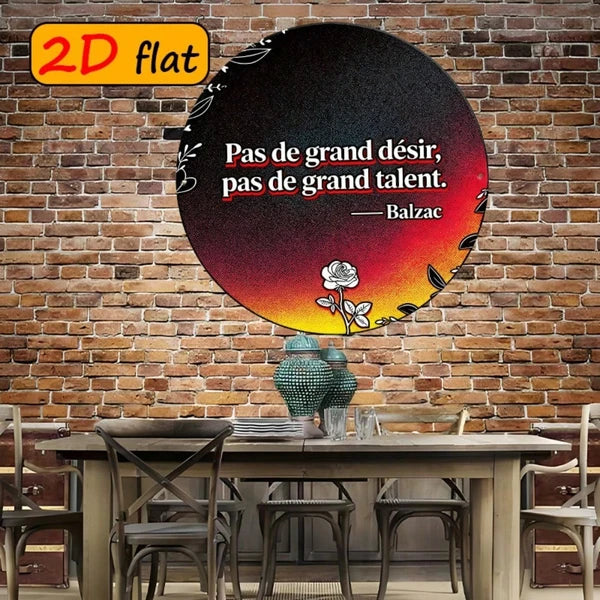 1pc Round Aluminum Sign, Aluminum Sign, French Proverb Floral Wall Plaque, French Proverb Floral Wall Plaque - view 5