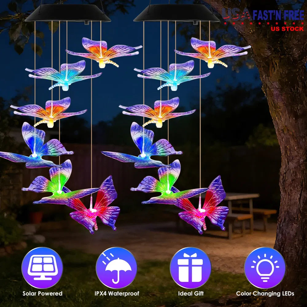 Solar Butterfly Wind Chime 7 Color Changing Wind Chime For Outside IPX4 Waterproof Outdoor Garden Yard Decor - view 8