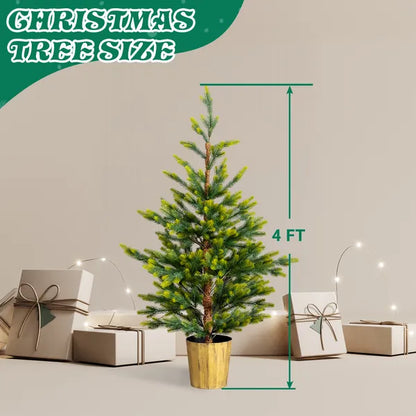 2 Pack 4 FT Dual Tone Artificial Christmas Tree With Pot Stand, Potted Xmas Pine Tree With 119 Branch Tips For Holiday - view 3