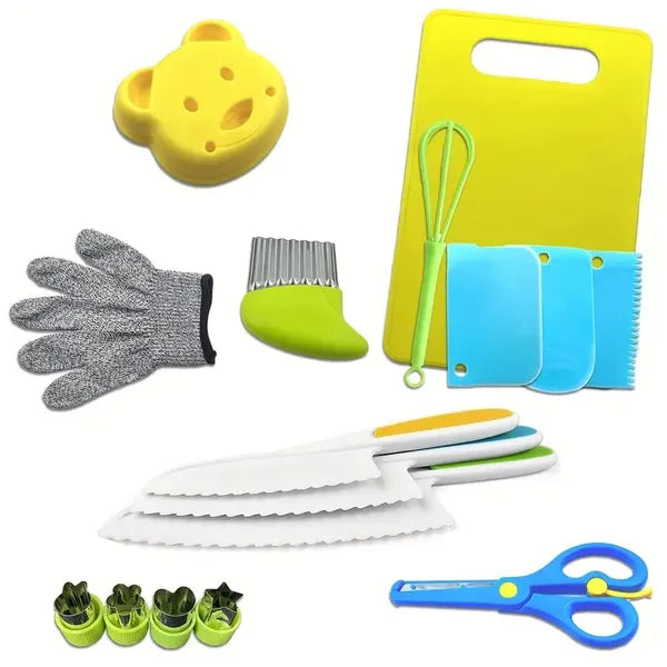 Everyday Kitchens Complete Youngsters Cooking Set - Real Cooking Tools, Safety Knives