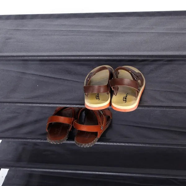Simple Assembly 5 Tiers Non-woven Fabric Shoe Rack With Handle Black RT - view 5