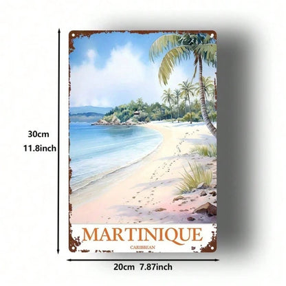1pc 8x12 Inch Martinique Tropical Beach Metal Sign, Vintage Retro Tin Plaque Wall Art - view 4
