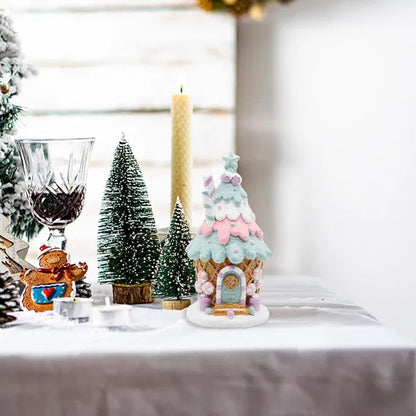 Gingerbread House Decorations, Pastel Pink Gingerbread Christmas Decor