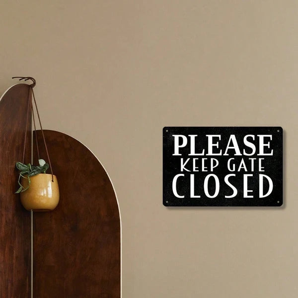 Vintage "Please Keep Gate Closed" Metal Sign, Rustic Iron Wall Decor For Home Farmhouse Garage