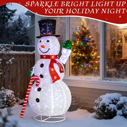 5.7FT Lighted Snowman Holding Candy Cane Christmas Yard Decorations, Pre-lit Pull Up Snowman With 210 White LEDs - view 4