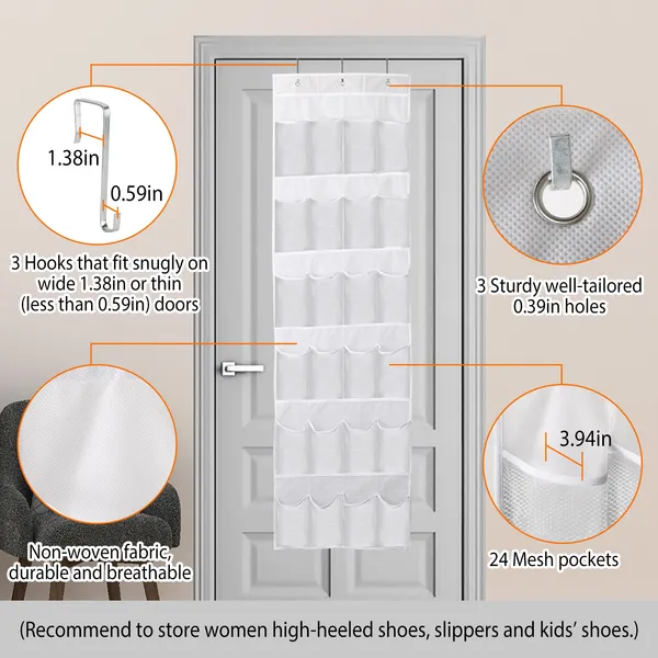 1Pc Over The Door Shoes Rack 24-Pocket Crystal Clear Organizer - view 4