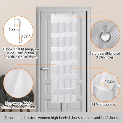 1Pc Over The Door Shoes Rack 24-Pocket Crystal Clear Organizer - view 4