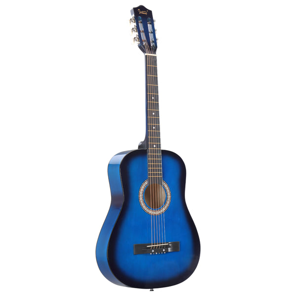 Blue 38-inch Round Acoustic Guitar With Picks, Strings, Capo, Case, Tuner, And Strap - view 2