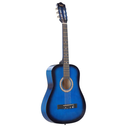 Blue 38-inch Round Acoustic Guitar With Picks, Strings, Capo, Case, Tuner, And Strap - view 2