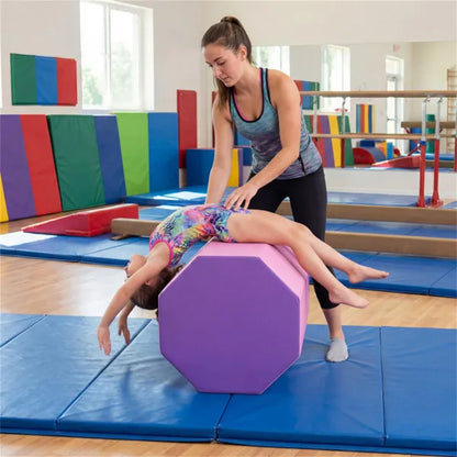 Octagon Tumbling Mat, Gymnastics Training Mat For Backbends Somersaults, Pink & Purple Artificial Leather Foam Mat - view 5