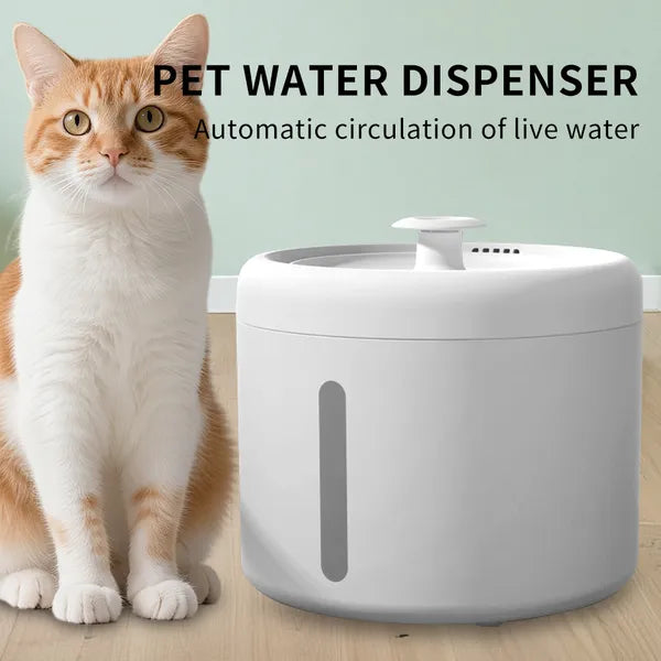 2500ML USB Round Pet Water Fountain, Automatic Cat Water Dispenser With Circulating Pump, Detachable For Easy Cleaning
