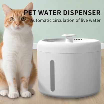 2500ML USB Round Pet Water Fountain, Automatic Cat Water Dispenser With Circulating Pump, Detachable For Easy Cleaning