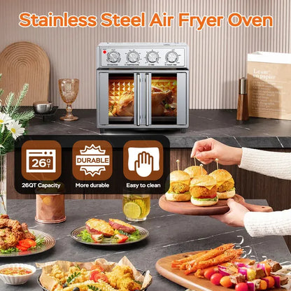 PlumChef 29.5 QT French Door Air Fryer Convection Toaster Oven, Extra Large 6 Slices, 1700W - view 4